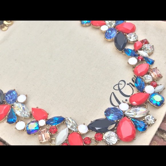 J.Crew Cerise Mixed Stones Necklace & Dust Bag - Picture 3 of 6